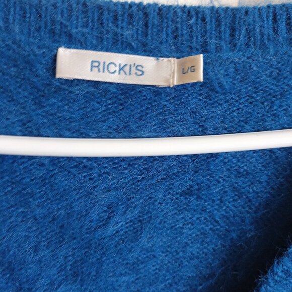 Rickis Womens V-Neck Feather Yarn Pullover Sweater Size Large - Picture 3 of 4